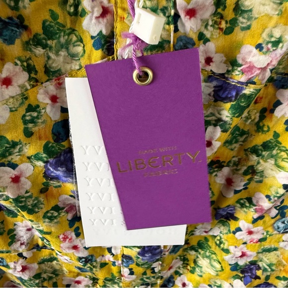 New Hope & Ivy Liberty Fabric Floral Dress Yellow NWT Boho Preppy Casual Size 8 - Picture 12 of 16